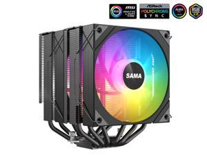 SAMA 6PDW ARGB Black CPU Air Cooler 120mm Cooling Fan Addressable RGB Alumi...