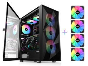 SAMA 3509 Tempered Glass Open Door Gaming ATX Computer PC Case Mid Tower Bl...