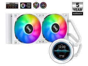 SAMA SM240 PRO White liquid Cooler 240mm ARGB AIO Radiator 2.8-inch LCD Video Temperature Display Screen CPU Cooler with PWM Silent Fans