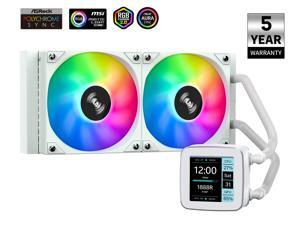 SAMA LD240 PRO 240mm AIO High Efficiency Silent Liquid Cooling CPU Cooler, 2.8inch LCD Screen, ARGB PWM Fan for Intel/AMD Platforms, 2000RPM, White