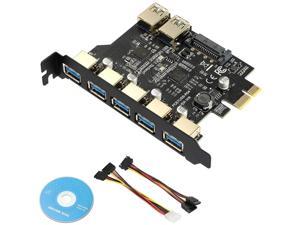 OWNSUN USB pcie Card,PCI-E to USB 3.0 7 Ports Expasion Card with 15-Pin SATA Power Connector - PCI Express(PCIe) Expansion Card USB Card for Windows XP/Vista / 7/8/10 / Linux