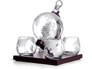 Whiskey Decanter Set - Vodka Globe Carafe - 1000ml Crafted Glass Sailing Ship globe decanter - Best Gifts for Father & Husband