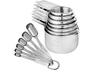 13pcs Stainless Steel Measuring Cups and Measuring Spoons Set,Premium Stackable Stainless Steel Measuring Tools Measuring Spoons,Measuring Scoop for Kitchen Cooking Baking
