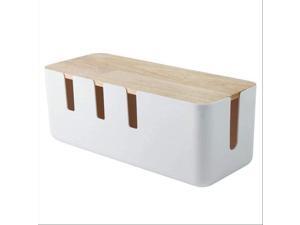 Cable Management Box, with Wooden Cover for Storage Extension Lead, to Cover and Hide & Power Strips & Cords
