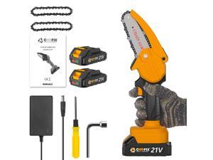 Coofix Mini Chainsaw Cordless,4-Inch One-Hand Handheld Electric Power Small Chain Saw,21V Portable Battery Chainsaw for Garden Farm Orchard Tree Trimming and Branch Wood Cutting