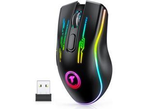 Wireless Gaming Mouse - Wireless Mouse Gaming for PC RGB Gaming Mice 5 Adjustable DPI Mouse Gaming Wireless Mouse Rechargeable PC Mouse Gamer Gaming Accessories Black
