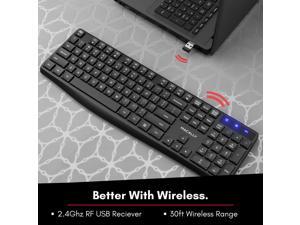Wireless Keyboard - 2.4G ergonomic full-size computer keyboard Wireless with numeric keypad and 13 shortcut keys - External keyboard for laptop, Windows desktop or Chromebook with USB port