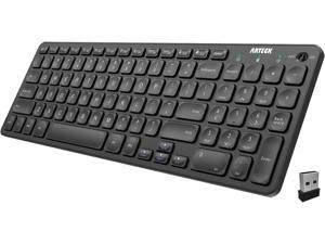 2.4G wireless keyboard ultra-thin full-size keyboard with digital keyboard and media hotkeys, suitable for PC/desktop/PC/laptop/surface/smart TV and Windows 10/8/7 built-in rechargeable battery