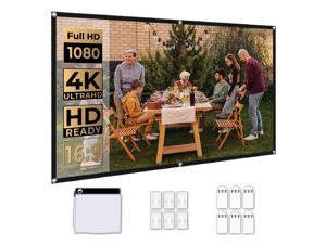 WEWATCH 120 Inch Projector Screen, Portable and Foldable Projector Screen, Double Sided Video Projector for Home, Outdoor, Office, Classroom, Wrinkle Free, Washable, Mildew Resistant