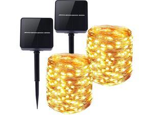 Solar String Lights Outdoor, 2 Pack Each 72 ft 200 LEDs, Solar Powered Waterproof Fairy Lights with 8 Modes for Patio, Yard, Party, Wedding, Home Decoration (Warm White)