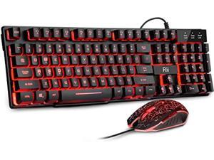 rii gaming keyboard and mouse set, 3-led backlit mechanical feel business office keyboard colorful breathing backlit gaming mouse for working or primer gaming,office device (rk108)