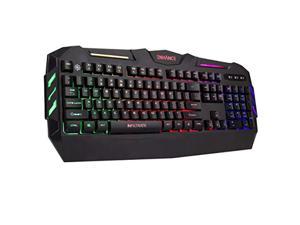 enhance infiltrate kl1 led gaming keyboard - multi color backlit keyboard with 2 lighting modes, spill resistant design, usb braided cable - 19 key rollover, anti-ghosting, & multimedia keys