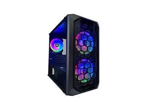 apevia prodigy-bk micro-atx gaming case with 1 x tempered glass panel, top usb3.0/usb2.0/audio ports, 3 x rgb fans, black frame