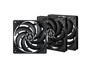 arctic p12 slim pwm pst (3 pack) - 120 mm case fan with pwm sharing technology (pst), pressure-optimised, quiet motor, computer, extra slim, 300-2100 rpm - black