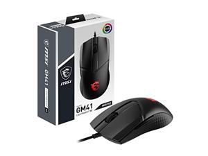 msi clutch gm41 lightweight v2 gaming mouse - 16000 dpi optical sensor, symmetrical, 60m+ click omron switches, 6-buttons, frixionfree cable, 1ms latency, rgb mystic light, 65g - wired