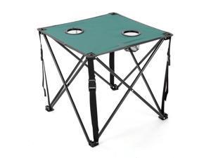 ARROWHEAD OUTDOOR Heavy-Duty Portable Camping Folding Table, 2 Cup Holders, Compact, Square, Carrying Case Included, Steel Frame, High-Grade 600D Canvas, USA-Based Support, Green