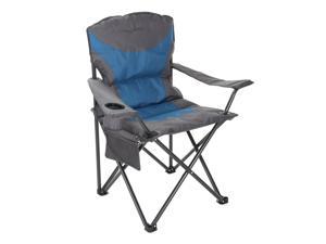 ARROWHEAD OUTDOOR Portable Folding Camping Quad Chair w/ Added Ultra-Comfortable Padding, Cup-Holder, Heavy-Duty Carrying Bag, Padded Armrests, Supports up to 330lbs, USA-Based Support, Blue