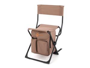 ARROWHEAD OUTDOOR Multi-Function 3-in-1 Compact Camp Chair: Backpack, Stool & Insulated Cooler, w/ Bottle Holder & Storage Bag, External Pockets, Backrest, Fishing, Hiking, Heavy-Duty, USA-Based, Tan