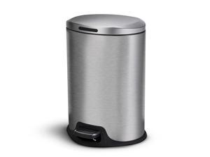 Home Zone Living 3 Gallon Bathroom Trash Can with Lid, Small Stainless Steel Step Pedal Design, 12 Liter Capacity, Silver