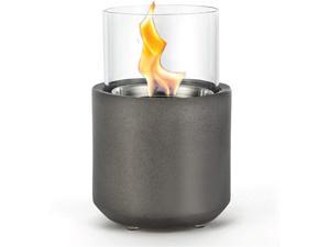 Home Zone Living Concrete Portable Tabletop Round 4.7 Mini Fire Pit Bowl, Wick Included, Indoor, Outdoor Use, Patio, Deck, Balcony Safe, Ethanol Alcohol, Smokeless, Long Burning, Fireplace, Soot Free