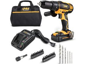 MOTORHEAD 20V ULTRA Cordless Hammer Drill Driver, Lithium-Ion, ½” Ratcheting Keyless Chuck, 16+1+1 Clutch, 2-Speed Transmission, Variable Speed Trigger, Built-in LED, 2Ah Battery, Charger, USA-Based