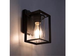 Landia Home Outdoor Wall Lantern - Porch Wall Mounted Sconce Light with Seeded Glass and Automatic Dusk to Dawn Photocell Sensor, ETL Listed