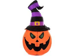Design Accents Halloween Decorations - 4 ft. Halloween Pumpkin Inflatable Decoration with LED Lights, Self-Inflating Fan and Adapter Included