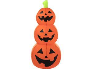 Design Accents Halloween Decorations - 4 ft. Halloween Stacked Pumpkin Inflatable Decoration with LED Lights, Self-inflating Fan and Adapter Included