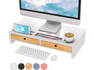 Monitor Stand Riser Desk Organizer with Drawers Keyboard Storage Gray 22x10.6x4.7 inch 