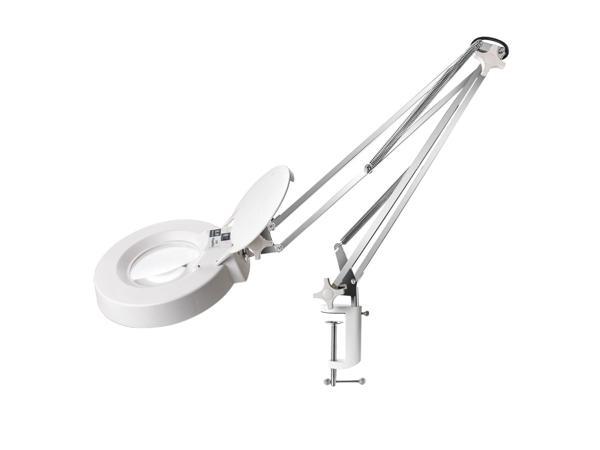 Gynnx Magnifying Lamp with Clamp, Dimmable 10X Magnifier, LED 4200 Lumens,5  Inches Magnifier Glass, Adjustable Stainless Steel Lamp Arm for  Reading,Craft,Knitting,Desktop Office Workbench MY2(White) 