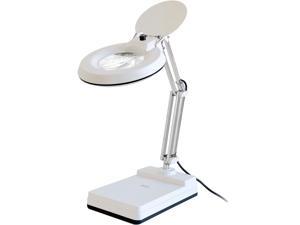 Magnifying Lamp Dimmable, 10X Magnifying Desk Lamp, 120 Pcs LED and 5 Inches Lens with Stainless Steel Arm (White)