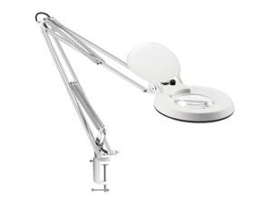 Gynnx Magnifying Lamp with Clamp, Dimmable 10X Magnifier, LED 4200 Lumens,5 Inches Magnifier Glass, Adjustable Stainless Steel Lamp Arm for Reading,Craft,Knitting,Desktop Office Workbench MY2(White)