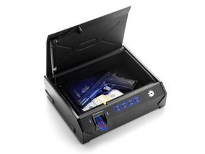 MAXSafes Gun Safe with Super Biometric Finger Vein Recognition Lock, Quick-Access Pistol Safe Box for Multiple Handguns & Ammo, Auto-Open Lid Safety Device for 2 Guns, California DOJ Certified