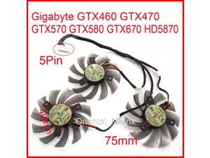 3pcs/lot T128010SU 75mm For Gigabyte GTX460 GTX470 GTX570 GTX580 GTX670 HD5870 Graphics Card Cooling Fan