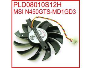 PLD08010S12H 12V 0.25A 75mm 3Wire 4Pin Fan For MSI N450GTS-MD1GD3 Graphics Card Cooling Fan