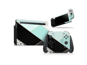 Minimalistic Mint and Gold Striped V1 // Skin Decal Wrap for the Nintendo Switch OLED Console + Dock + Joy-Cons