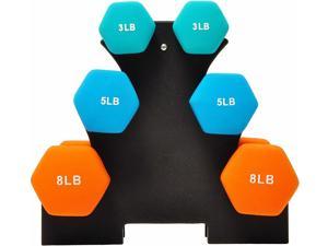 Colored Neoprene Coated Dumbbell Set with Stand