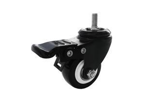 Set of 4 Swivel Plate Casters 1.5" Polyurethane Wheels Total Lock Brake BLACK 