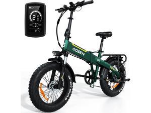 Electric Bike for Adults 750W Q5 Plus Ebike Bicycle 20 x 4.0'' Fat Tire Folding Electric Bike 48V 15Ah Removable Battery Shimano 7 Speed Gears Up to 28Mph Green
