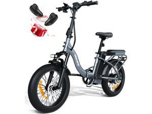 Ebike for Adults, TESGO 20 inch Folding Electric Bike with 500W Motor, Electric City Beach Commuter Bicycle 48V 13Ah Battery E-Bike with Shimano 7 Speed, Ebikes for Women/Men Grey
