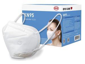BYD CARE KN95 Respirator, 50 Pieces, Breathable & Comfortable Foldable Safety Mask with Ear Loop for Tight Fit, GB2626