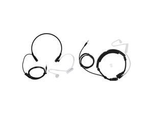 2 Pcs 3.5mm Throat Mic Microphone Covert Acoustic Tube Earpiece Headset, White & White-Black