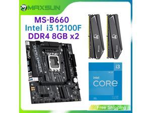 MAXSUN Motherboard Set Challenger B660 Intel i3 12100F LGA1700 [but without cooler] RAM DDR4 8GB x2=16GB Computer Combo