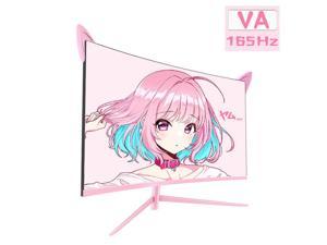 27inch 2K 165Hz Curved Pink Monitor 1800R VA Screen 1ms AMD FreeSync Support 144Hz Computer Gaming Monitors Gift For Girls