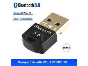 2 Pack Bluetooth Adapters for PC Windows 11/10/8.1/8/7, USB Bluetooth 5.0 Dongle for Bluetooth Headset Speakers, Keyboard Mouse,Bluetooth Dongle Receiver/Transmitter for gaming 20M Transmission