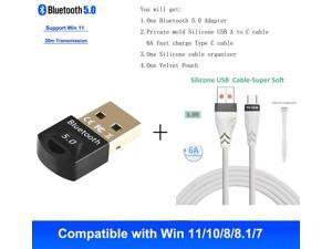 One Pack Bluetooth Adapter for PC Windows 11/10/8.1/8/7 and one USB Type C cable,USB Bluetooth 5.0 Dongle for Bluetooth Headset Speakers,Keyboard Mouse,Bluetooth Dongle Receiver/Transmitter for game