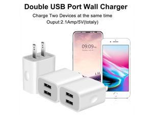 2pack Wall Charger Travel Charger Adapter Dual USB Port Fast Charging Power Plug 1A21A for iPhone Samsung Galaxy LG Moto Google Pixel Kindle PS HTC Vivo Oneplus