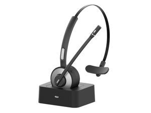 Willful M98 Bluetooth Headset Wireless Headset with Microphone Charging Base Pro Clear Sound for Car Truck Driver Call Center Home Office PC