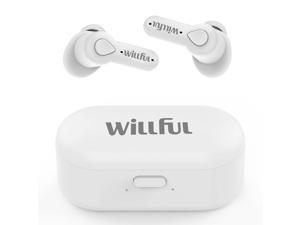 Willful T02 True Wireless Earbud Headphones, Bluetooth 5.0 Earphones with Mic Touch Control, 30H Playtime, Wireless Charging, Stereo Sound, Secure Fit in-Ear Sports Headphones for iPhone Android White