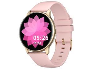 YAMAY Smart Watch Compatible iPhone and Android Phones IP68 Waterproof, Watches for Men Women Round Smartwatch Fitness Tracker Heart Rate Monitor Digital Watch with Personalized Watch Faces Pink